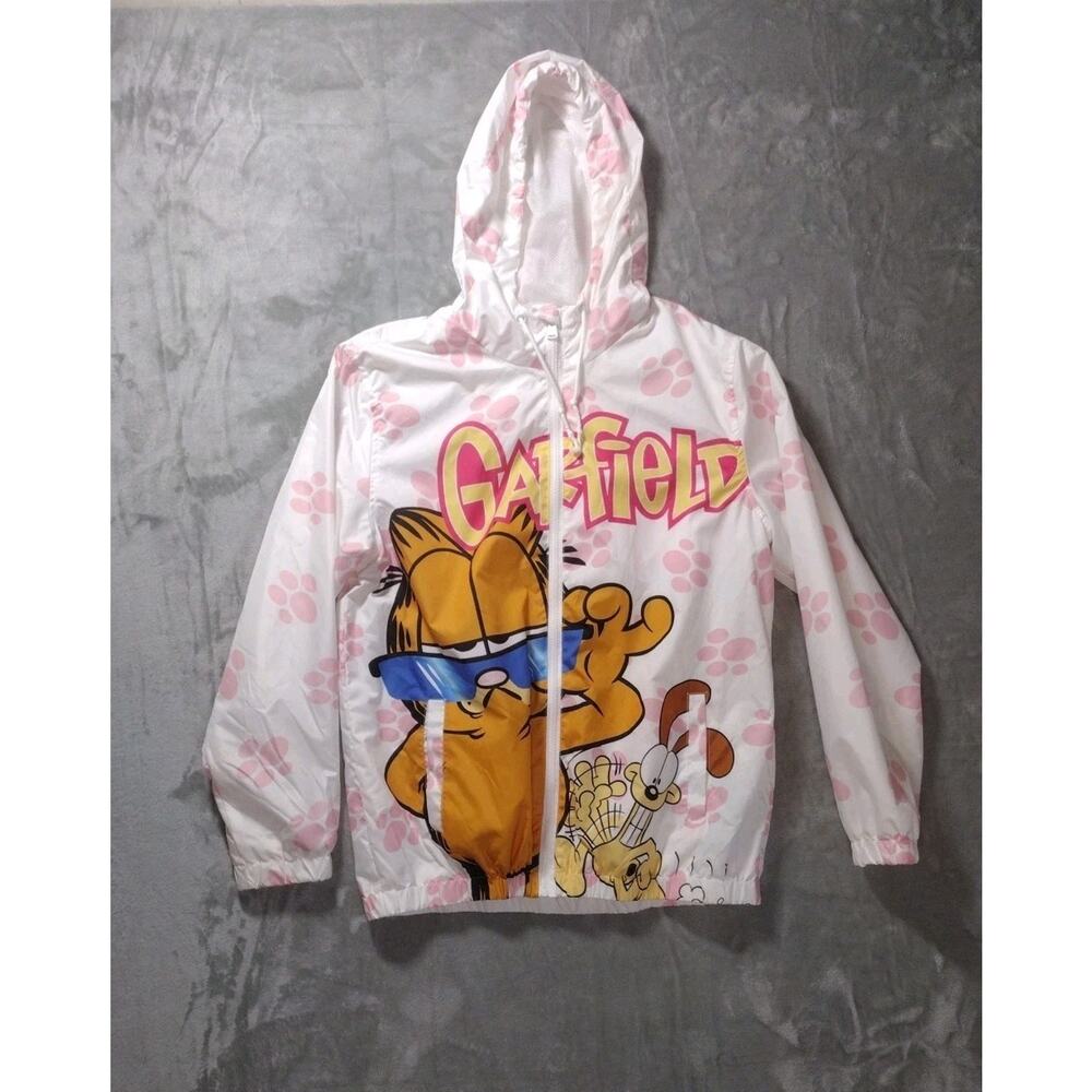 Members Only X GARFIELD White Windbreaker Jacket Mens Sz Medium